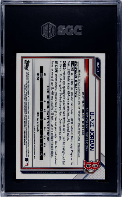 2021 Bowman Chrome Sapphire Blaze Jordan #BCP-71 SGC 9.5