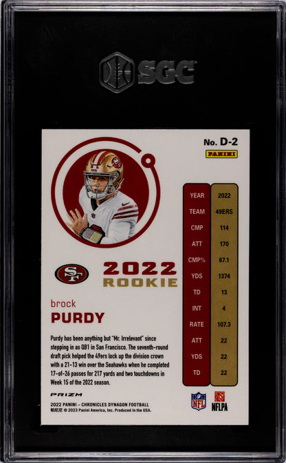 2022 Panini Chronicles Brock Purdy Dynagon Silver Prizm #D-2 SGC 9.5