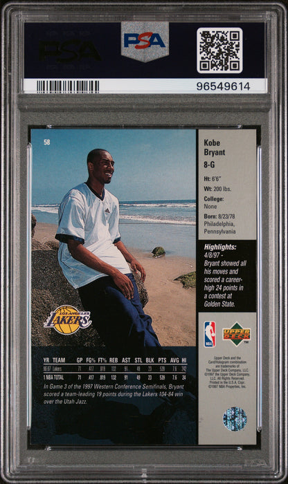 1997 Upper Deck Kobe Bryant #58 PSA 9