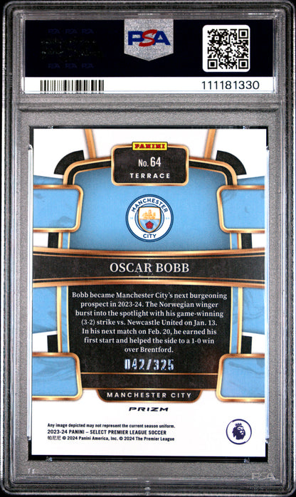 2023-24 Panini Select Premier League Oscar Bobb Pink Mojo /325 #64 PSA 10