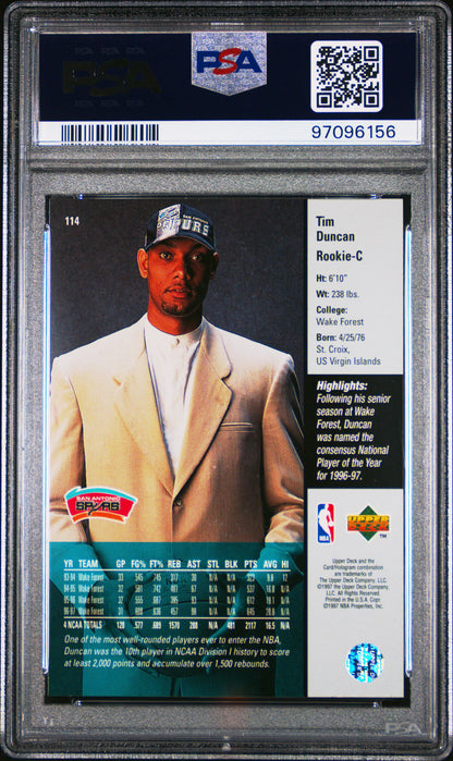 1997 Upper Deck Tim Duncan #114 PSA 8