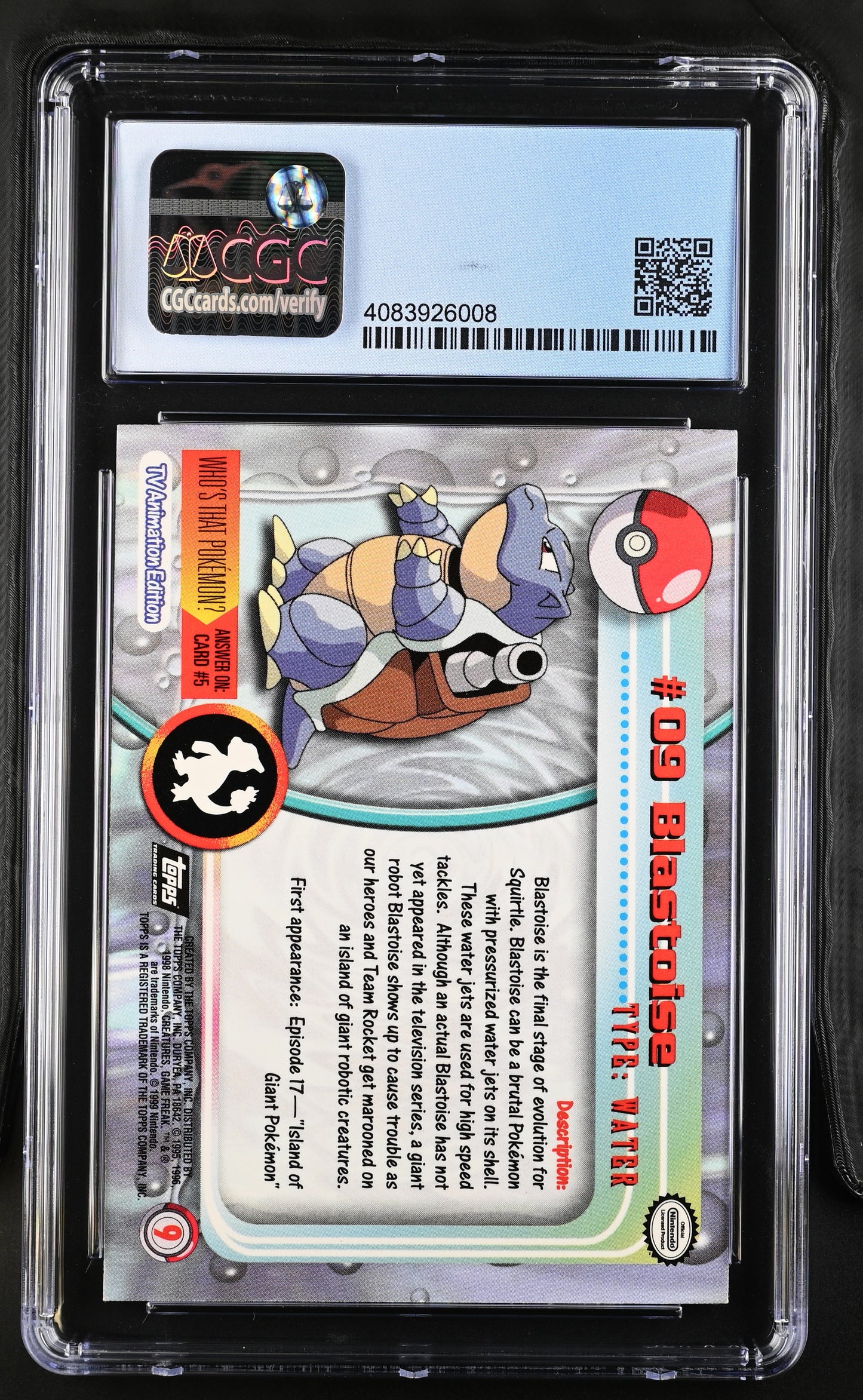 1999 Topps Series 1 Blastoise Second Print #9 CGC 8