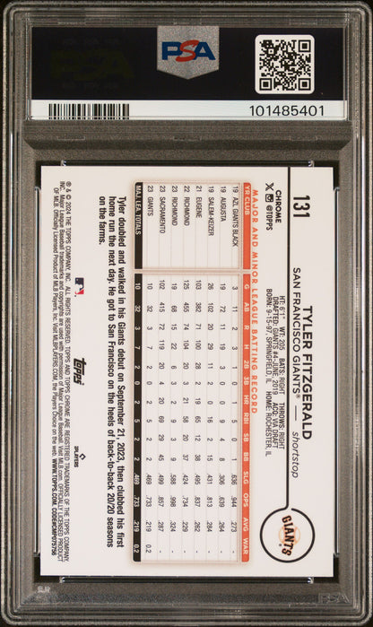 2024 Topps Chrome Tyler Fitzgerald Lightboard Logo #131 PSA 10