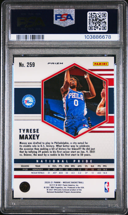 2020 Panini Mosaic Tyrese Maxey Reactive Yellow #259 PSA 10