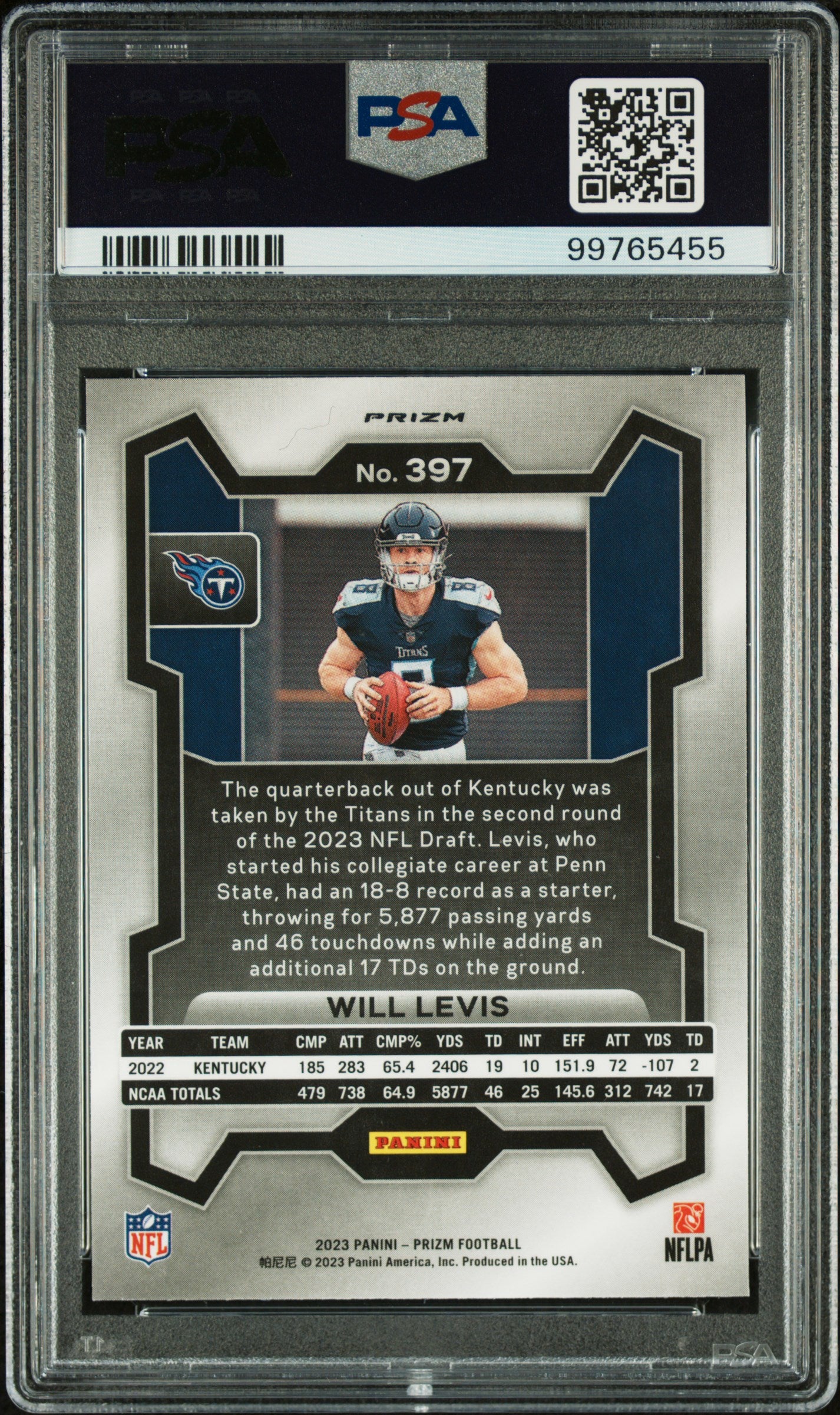 2023 Panini Prizm Will Levis Red White Blue #397 PSA 10