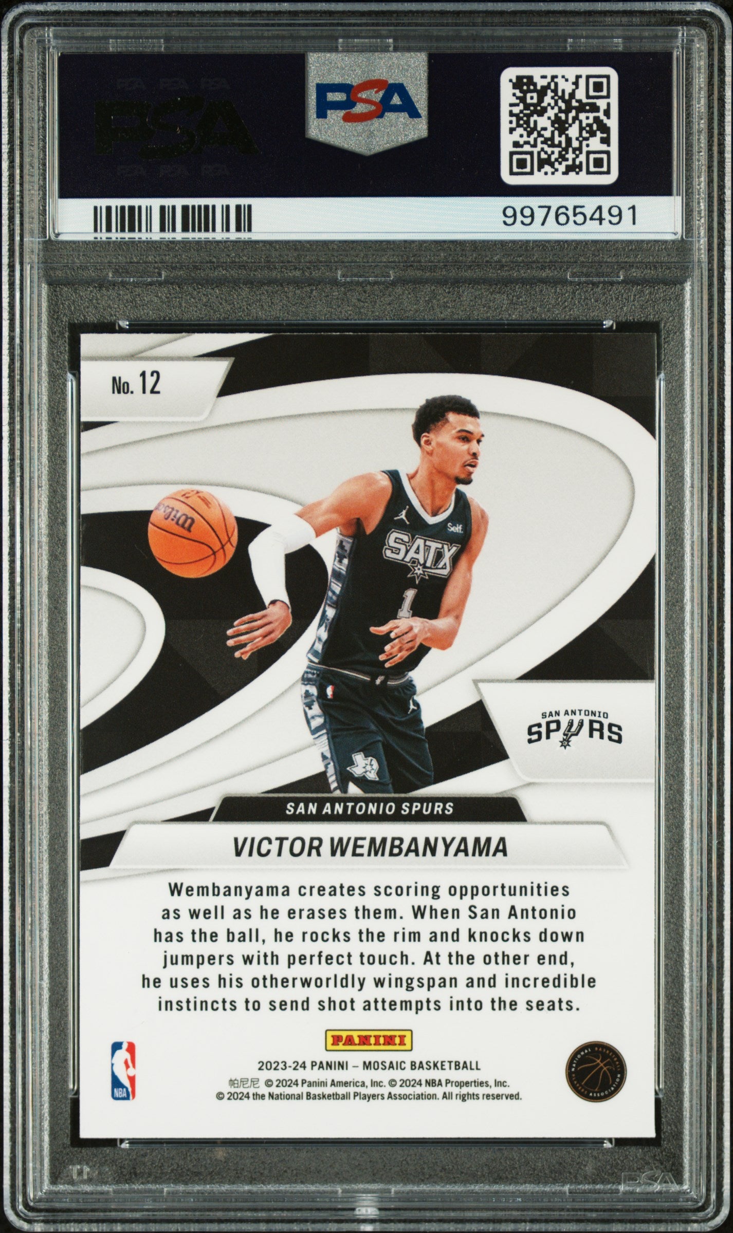 2023 Panini Mosaic Give And Go Victor Wembanyama #12 PSA 10