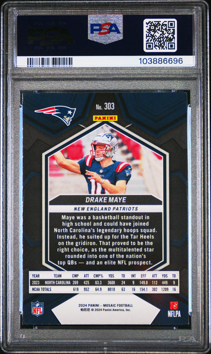 2024 Panini Mosaic Drake Maye #303 PSA 9