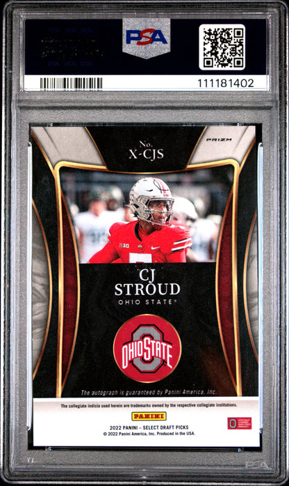 2022 Select Draft Picks X-Factor Signatures CJ Stroud Silver Auto #XCJS PSA 10