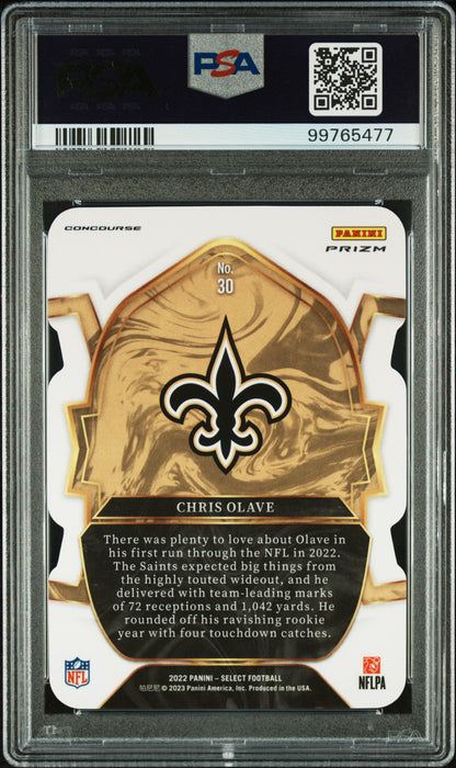 2022 Panini Select Chris Olave Die Cut Black Green Prizm #30 PSA 10