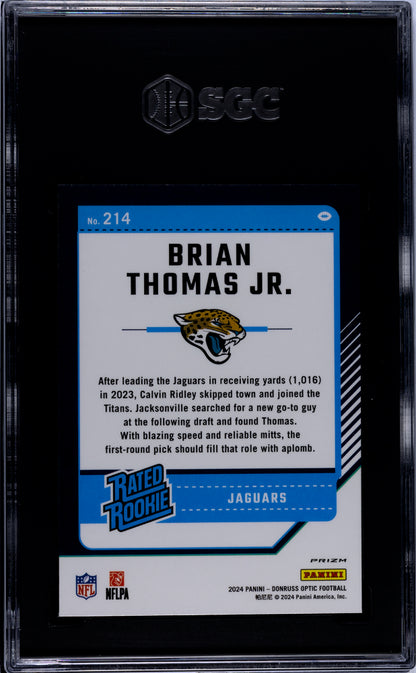 2024 Donruss Optic Brian Thomas JR. Teal Velocity Prizm #214 SGC 10