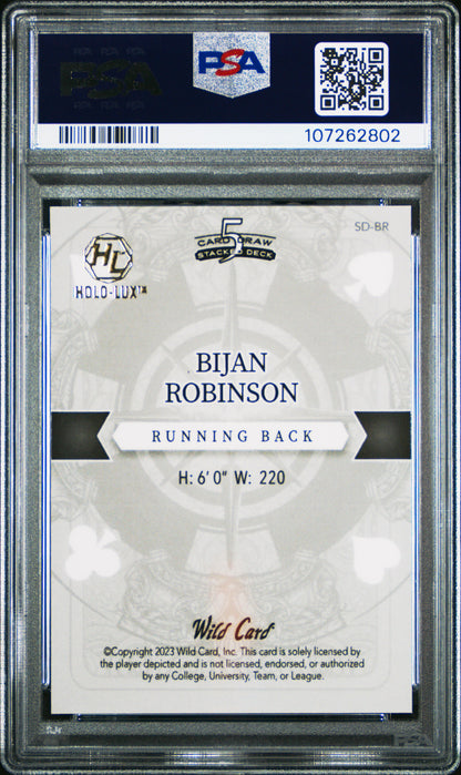 2023 Wild Card 5 Card Draw Stacked Deck Bijan Robinson Gold 1/1 #BR PSA 10
