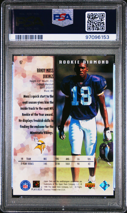 1998 Upper Deck Black Diamond Rookies Randy Moss Single #97 PSA 9