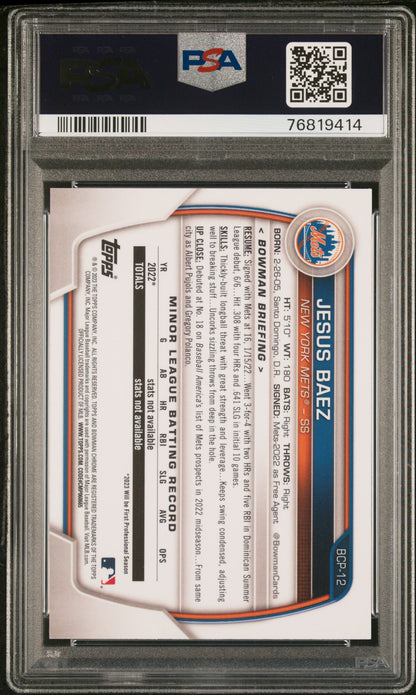 2023 Bowman Chrome Prospects Jesus Baez Lava Refractor /399 #BCP12 PSA 10