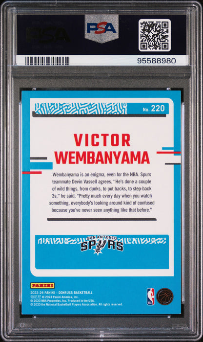 2023 Panini Donruss Victor Wembanyama Yellow Flood #220 PSA 9