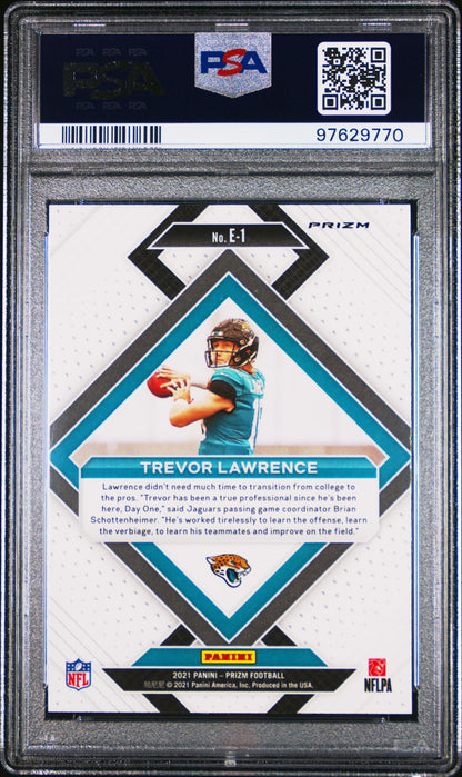 2021 Panini Prizm Trevor Lawrence Emergent Green Ice #E1 PSA 10