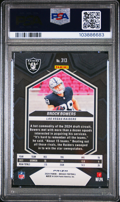 2024 Panini Mosaic Brock Bowers Silver #313 PSA 9