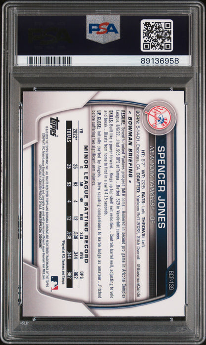 2023 Bowman Mega Box Chrome Spencer Jones #139 PSA 10