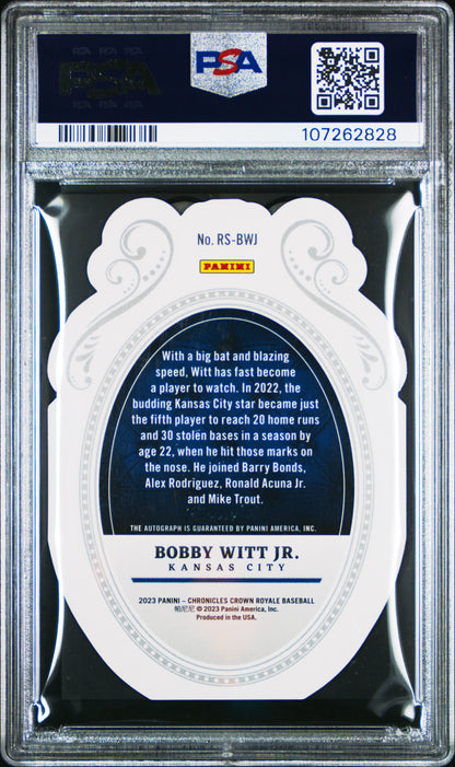 2023 Chronicles Crown Royale Royal Auto Bobby Witt Jr Holo Gold #RSBWJ PSA 9 /19