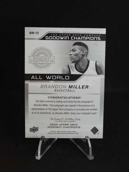 2023 Upper Deck Goodwin Champions Brandon Miller All World Auto #AW-12