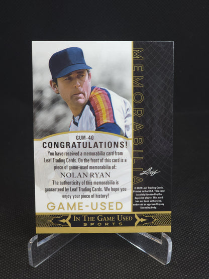 2024 Leaf In The Game Used Sports Nolan Ryan Patch /4 #GUM-40