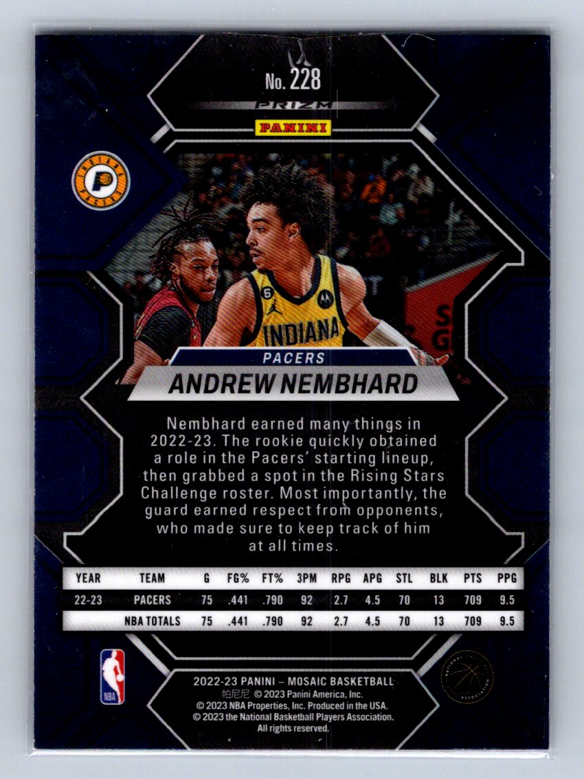 2022-23 Panini Mosaic Andrew Nembhard Silver Prizm #228