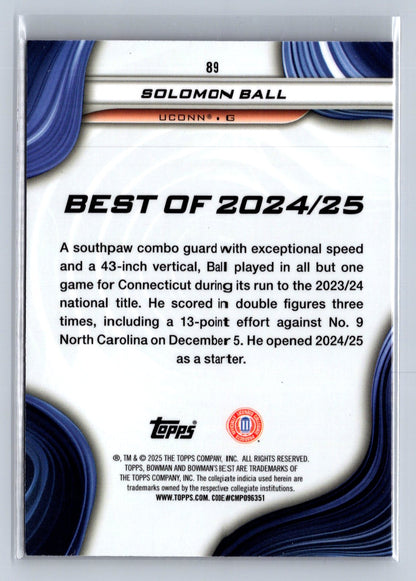 2024-25 Bowman U Best Solomon Ball Purple Refractor /250 #89