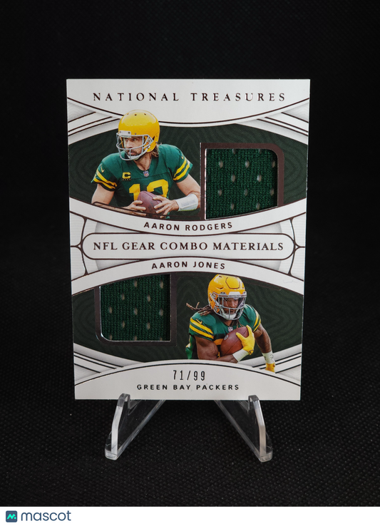 2022 National Treasures Aaron Rodgers Jones NFL Gear Combo Patch /99 #CM-AA