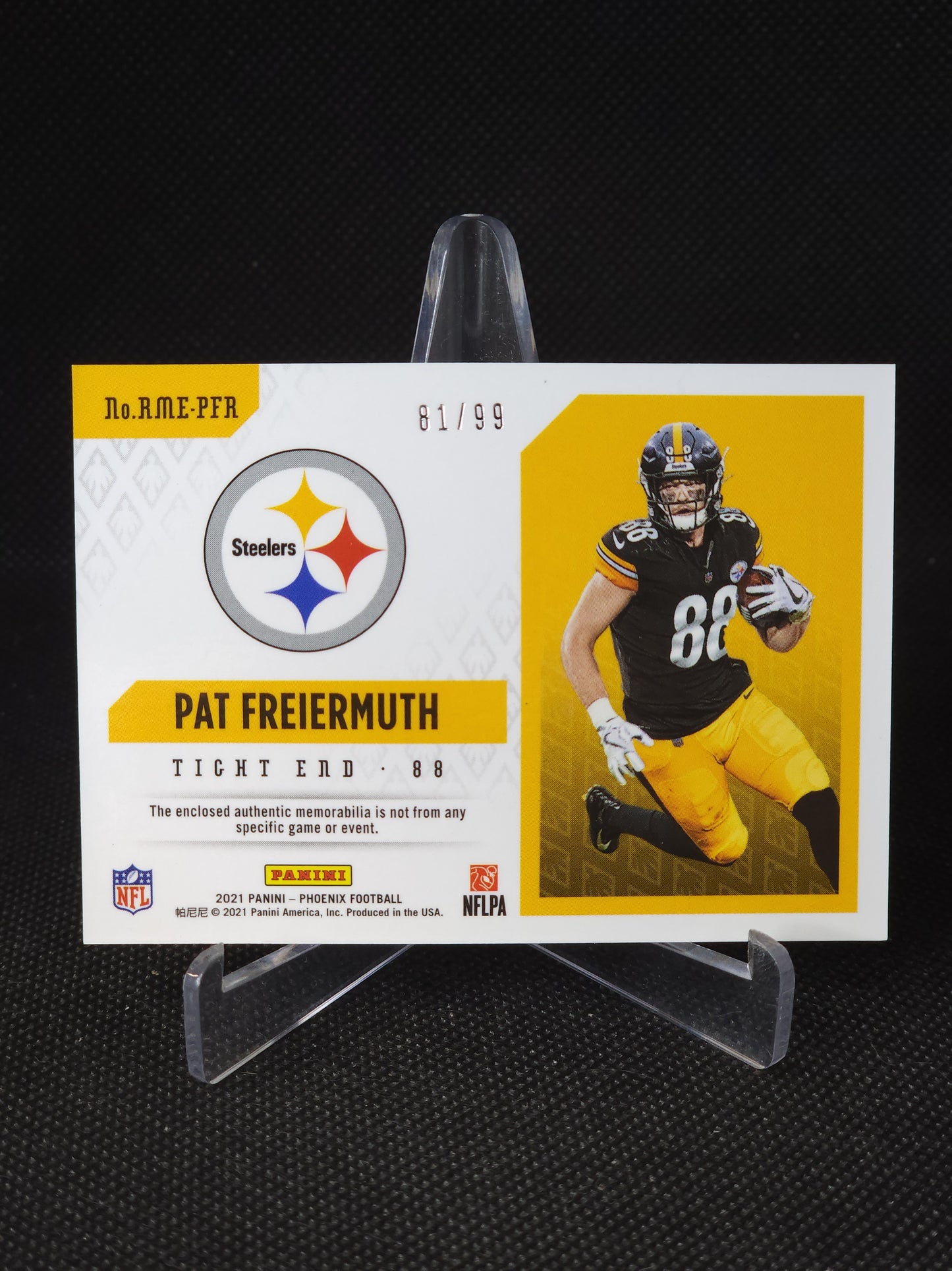 2021 Panini Phoenix Pat Freiermuth Purple Patch /99 #RME-PFR