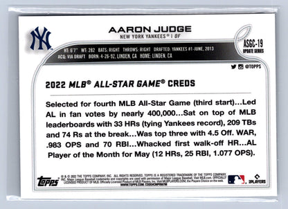 2022 Topps Chrome All-Star Game Aaron Judge Refractor #ASGC-19