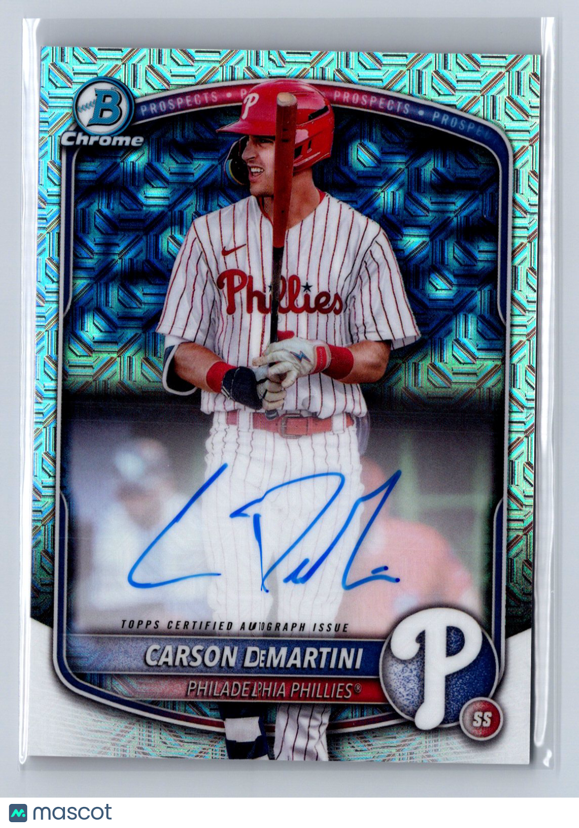 2025 Bowman Chrome Prospects Auto Carson DeMartini Mojo Refractor #BMA-CD