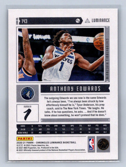 2020-21 Panini Chronicles Luminance Anthony Edwards #143