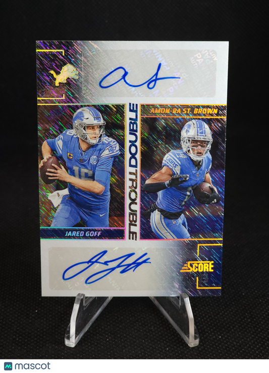 2024 Panini Score Amon-Ra St. Brown Jared Goff Double Trouble Auto /25 #DT-GSB