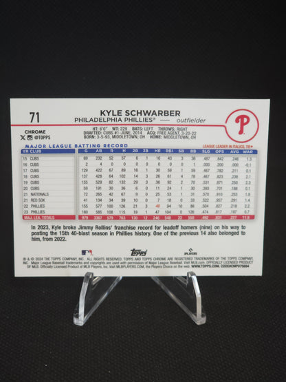 2024 Topps Chrome Kyle Schwarber Purple Sonar Refractor /275 #136