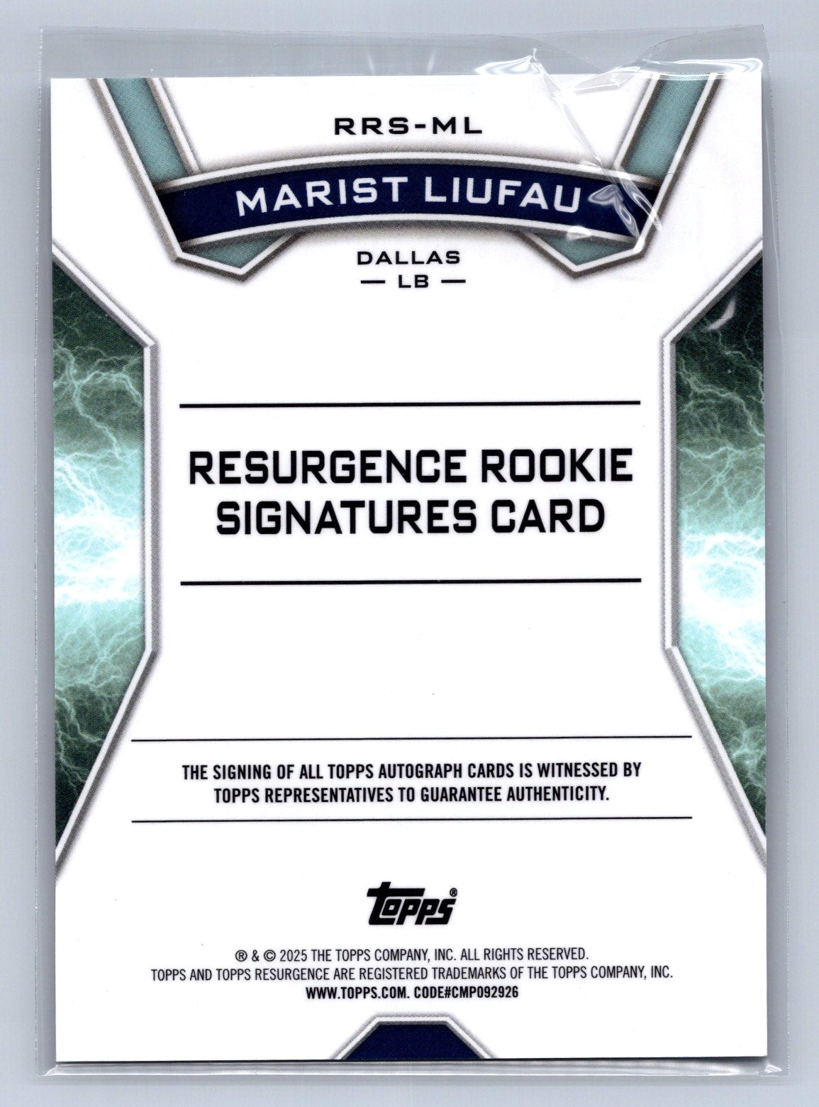 2024 Topps Resurgence Rookie Signatures Marist Liufau Refractor Auto #RRS-ML