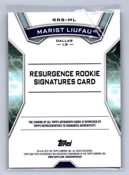 2024 Topps Resurgence Rookie Signatures Marist Liufau Refractor Auto #RRS-ML