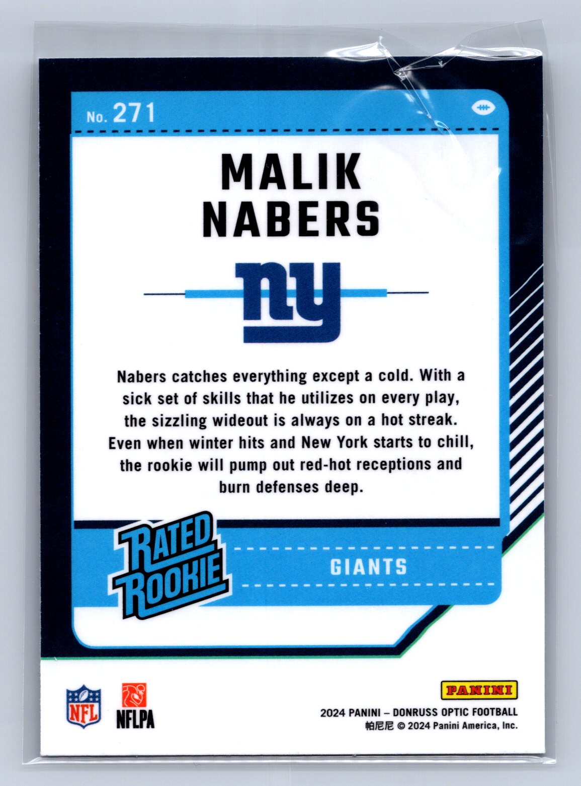 2024 Panini Donruss Optic Rated Rookie Malik Nabers #271