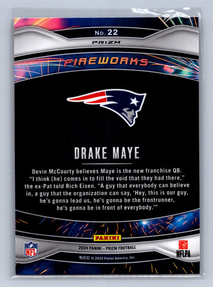 2024 Panini Prizm Fireworks Drake Maye Green #22