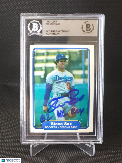 1982 Fleer Steve Sax Auto #21 BGS Authentic Auto