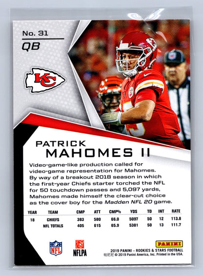 2019 Panini Rookies & Stars Patrick Mahomes II #31