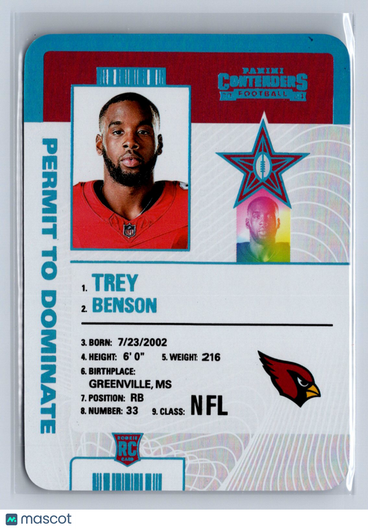 2024 Panini Contenders Trey Benson Permit To Dominate #33
