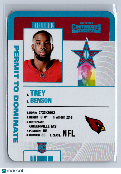 2024 Panini Contenders Trey Benson Permit To Dominate #33