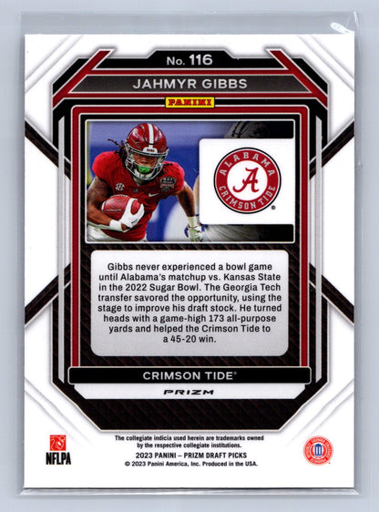 2023 Panini Prizm Draft Picks Jahmyr Gibbs Silver #116
