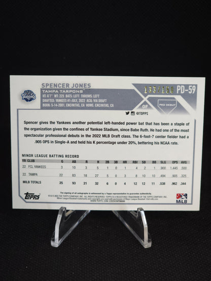 2023 Topps Pro Debut Spencer Jones Blue Foil Auto /150 #PD-59