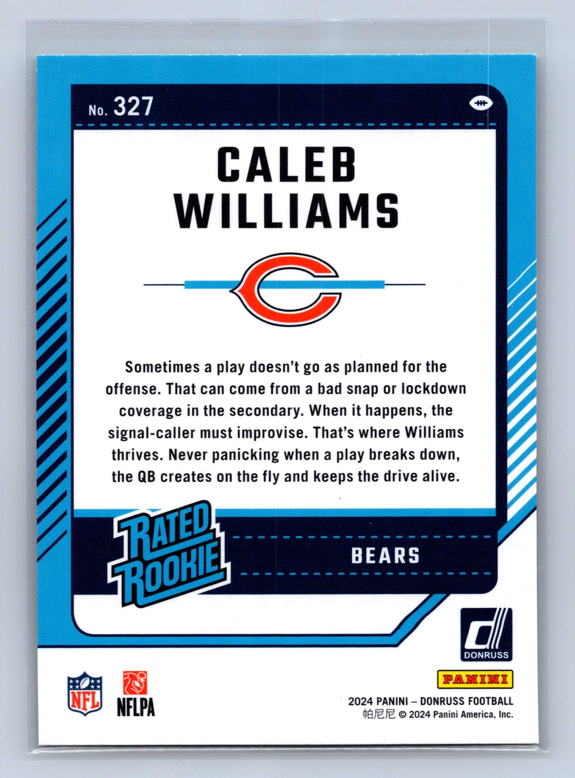 2024 Panini Donruss Rated Rookie Caleb Williams Press Proof Green #327