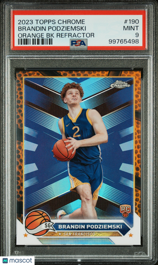 2023 Topps Chrome Brandin Podziemski Orange Basketball Refractor #190 PSA 9