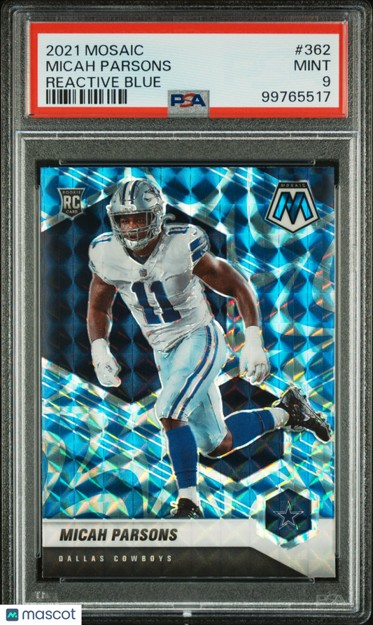 2021 Panini Mosaic Micah Parsons Reactive Blue #362 PSA 9