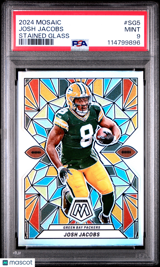 2024 Panini Mosaic Stained Glass Josh Jacobs #SG5 PSA 9
