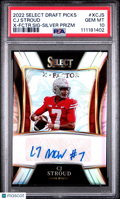 2022 Select Draft Picks X-Factor Signatures CJ Stroud Silver Auto #XCJS PSA 10