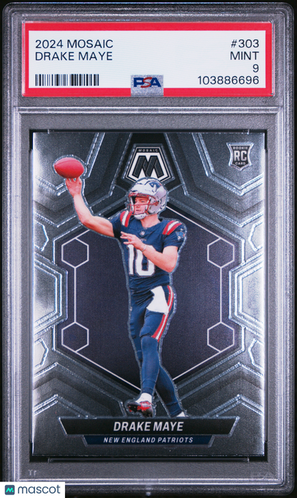 2024 Panini Mosaic Drake Maye #303 PSA 9