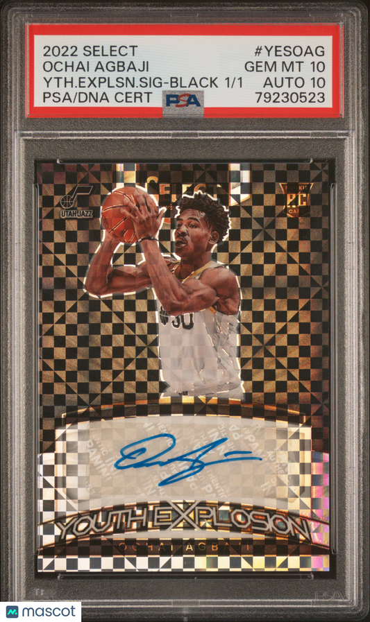 2022 Select Youth Explosion Signature Ochai Agbaji Black 1/1 Auto #YESOAG PSA 10
